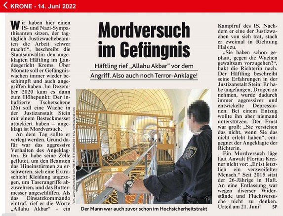 20220614 Krems-Landesgericht Mordversuch eines Tschetschenem an Justizbeamten im Zuge einer Verlegung.jpg